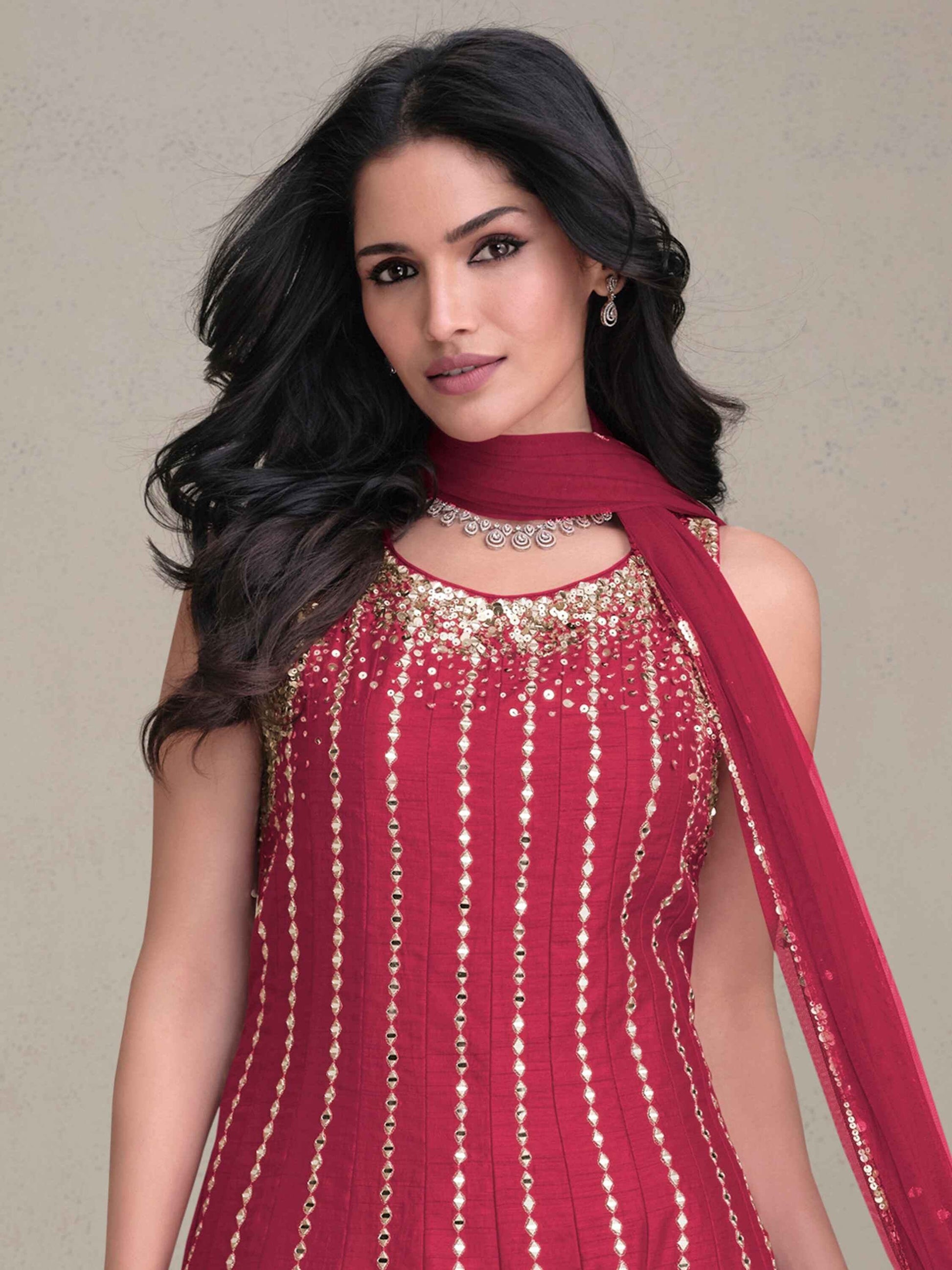 Attractive Pink Sequins Silk Designer Dhoti Suit With Dupatta - Zeel Clothing