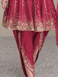 Attractive Pink Sequins Silk Designer Dhoti Suit With Dupatta - Zeel Clothing