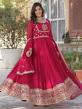 Attractive Pink Sequins Work Georgette Wedding Wear Gown With Dupatta - Zeel Clothing