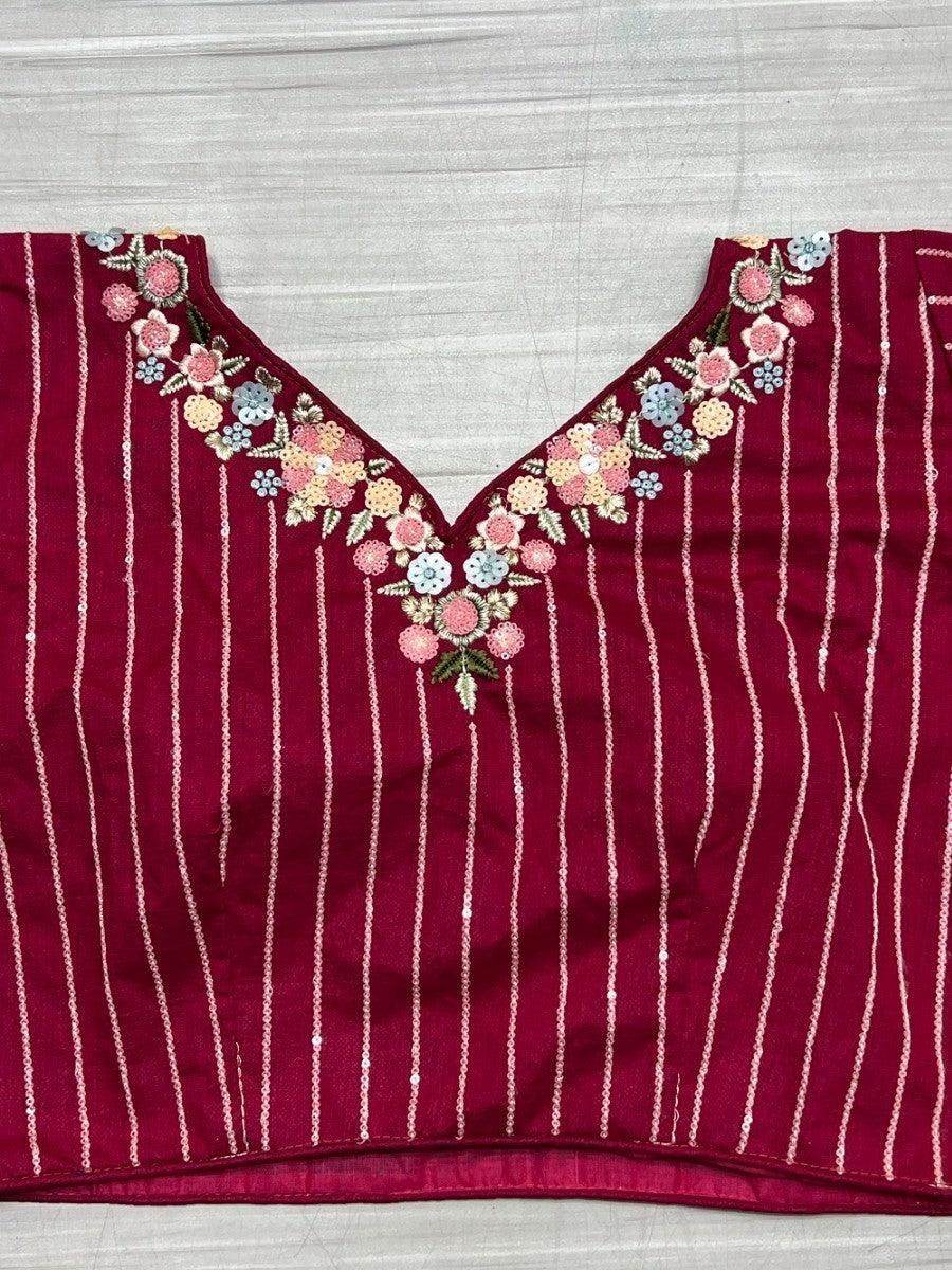 Attractive Pink Sequins Work Silk Functions Wear Saree & Blouse - Zeel Clothing