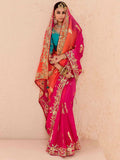 Attractive Pink Thread Embroidered Viscose Wedding Wear Saree - Zeel Clothing