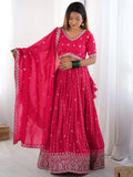 Attractive Pink Thread Work Silk Festival Wear Lehenga Choli - Zeel Clothing