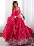 Attractive Pink Thread Work Silk Festival Wear Lehenga Choli - Zeel Clothing