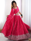 Attractive Pink Thread Work Silk Festival Wear Lehenga Choli - Zeel Clothing