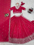 Attractive Pink Thread Work Silk Festival Wear Lehenga Choli - Zeel Clothing