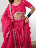 Attractive Pink Thread Work Silk Festival Wear Lehenga Choli - Zeel Clothing
