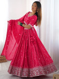 Attractive Pink Thread Work Silk Festival Wear Lehenga Choli - Zeel Clothing