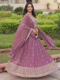 Attractive Pink Zari Embroidered Georgette Function Wear Lehenga Choli With Dupatta