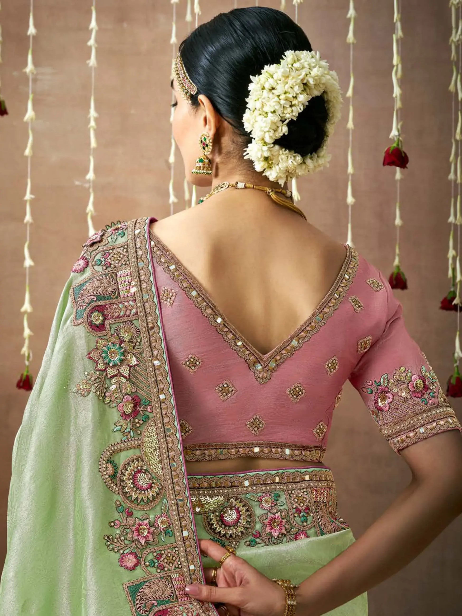 Attractive Pista Green Heavy Border Work Silk Saree With Blouse - Zeel Clothing