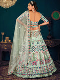 Attractive Pista Green Thread Embroidered Georgette Lehenga Choli - Zeel Clothing