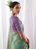 Attractive Pista Green Zari Weaving Silk Festive Wear Saree - Zeel Clothing