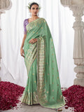 Attractive Pista Green Zari Weaving Silk Festive Wear Saree - Zeel Clothing