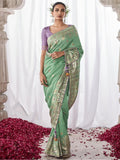 Attractive Pista Green Zari Weaving Silk Festive Wear Saree - Zeel Clothing