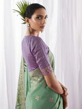 Attractive Pista Green Zari Weaving Silk Festive Wear Saree - Zeel Clothing
