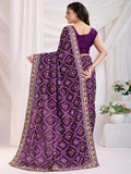 Attractive Purple Bandhani Printed Silk Wedding Saree - Zeel Clothing