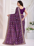 Attractive Purple Bandhani Printed Silk Wedding Saree - Zeel Clothing