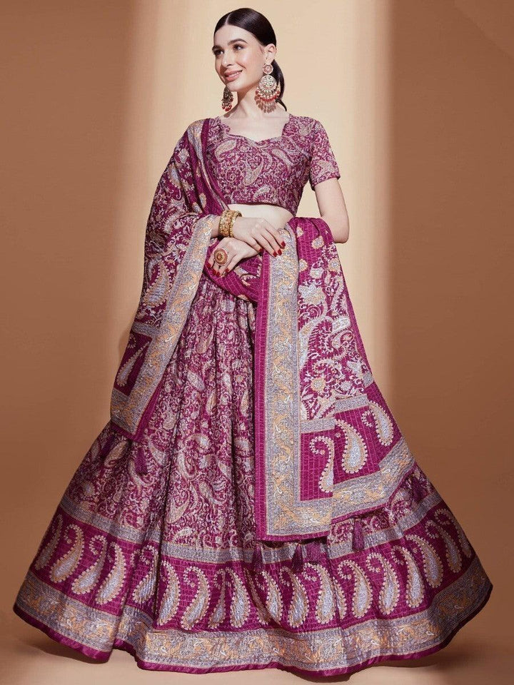 Attractive Purple Digital Print Chinon Lehenga Choli With Dupatta