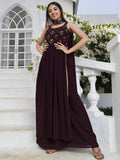 Attractive Purple Embroidered Georgette Event Wear Salwar Kameez - Zeel Clothing