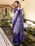 Attractive Purple Floral Printed Chiffon Office Wear Saree With Blouse - Zeel Clothing