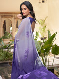 Attractive Purple Floral Printed Chiffon Office Wear Saree With Blouse - Zeel Clothing