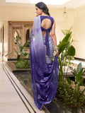 Attractive Purple Floral Printed Chiffon Office Wear Saree With Blouse - Zeel Clothing