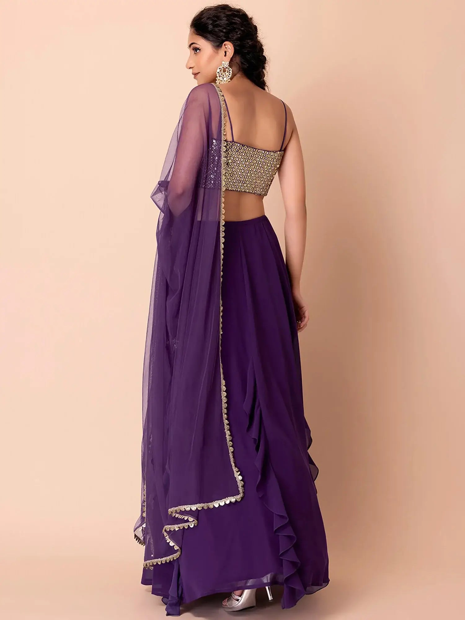 Attractive Purple Georgette Events Party Wear Lehenga Choli With Dupatta - Zeel Clothing