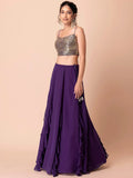 Attractive Purple Georgette Events Party Wear Lehenga Choli With Dupatta - Zeel Clothing
