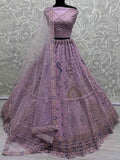 Attractive Purple Multi-Thread Work Net Designer Lehenga Choli - Zeel Clothing