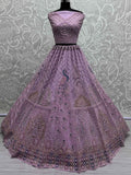 Attractive Purple Multi-Thread Work Net Designer Lehenga Choli - Zeel Clothing