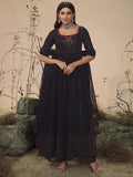 Attractive Purple Sequins Georgette Ready-Made Palazzo Suit - Zeel Clothing