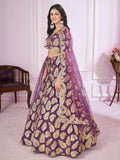 Attractive Purple Sequins Georgette Wedding Lehenga Choli - Zeel Clothing