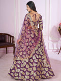 Attractive Purple Sequins Georgette Wedding Lehenga Choli - Zeel Clothing