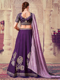 Attractive Purple Sequins Silk Wedding Lehenga Choli With Dupatta - Zeel Clothing
