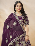 Attractive Purple Sequins Work Silk Reception Wear Lehenga Choli - Zeel Clothing