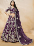 Attractive Purple Sequins Work Silk Reception Wear Lehenga Choli - Zeel Clothing