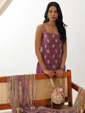 Attractive Purple Thread Embroidery Organza Event Wear Straight Suit - Zeel Clothing