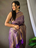Attractive Purple Woven Kanjivaram Silk Festival Wear Saree - Zeel Clothing