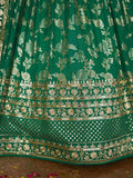 Attractive Rama Green Mehendi Wear Golden Zari Lehenga Choli - Zeel Clothing