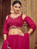 Attractive Rani Pink Embroidered Georgette Wedding Lehenga Choli - Zeel Clothing