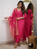 Attractive Rani Pink Embroidered Viscose Function Wear Pant Suit - Zeel Clothing