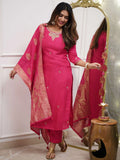 Attractive Rani Pink Embroidered Viscose Function Wear Pant Suit - Zeel Clothing