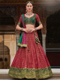 Attractive Red Bandhani Print Silk Wedding Wear Lehenga Choli - Zeel Clothing
