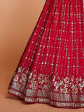 Attractive Red Sequins Georgette Wedding Wear Lehenga Choli With Dupatta - Zeel Clothing