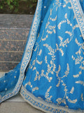 Attractive Royal Blue Thread Embroidery Art Silk Wedding Lehenga Choli - Zeel Clothing