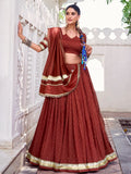 Attractive Rust Orange Zari Weaving Chanderi Silk Festive Wear Lehenga Choli - Zeel Clothing