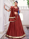 Attractive Rust Orange Zari Weaving Chanderi Silk Festive Wear Lehenga Choli - Zeel Clothing