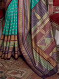 Attractive Sea Green Zari Weaving Silk Traditional Saree With Blouse - Zeel Clothing