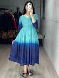 Attractive Sky-Blue Chikankari Cotton Party Wear Dress - Zeel Clothing