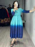 Attractive Sky-Blue Chikankari Cotton Party Wear Dress - Zeel Clothing