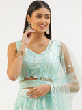 Attractive Sky Blue Sequins Net Designer Lehenga Choli With Dupatta - Zeel Clothing